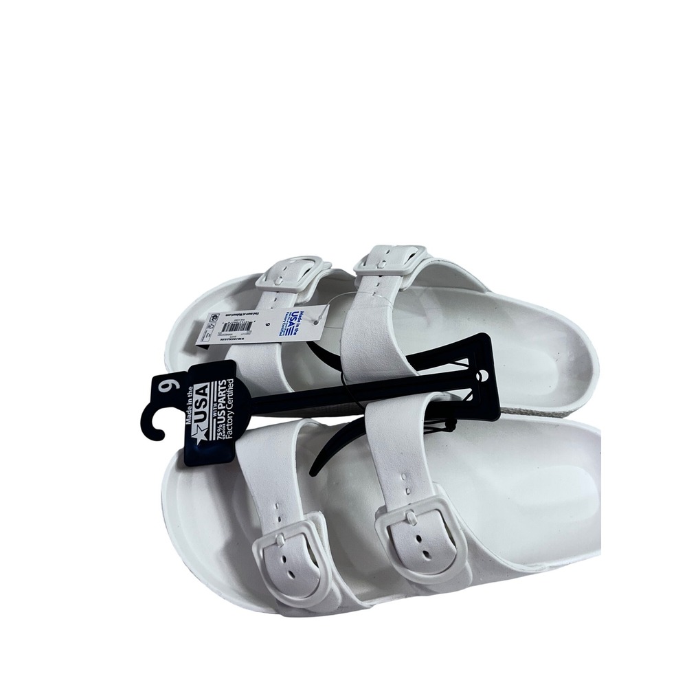 Time and Tru Slide Sandals Size 9 White EVA Double Buckle Women